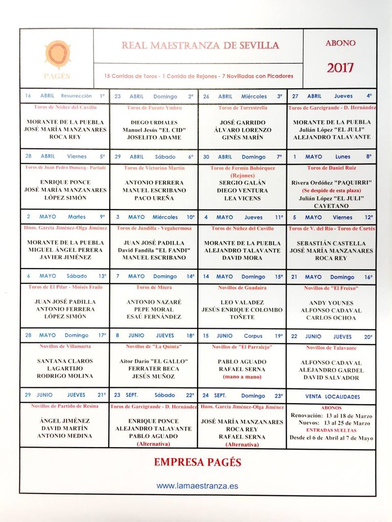 OFFICIEL Les cartels de Séville (Féria Avril et San Miguel)