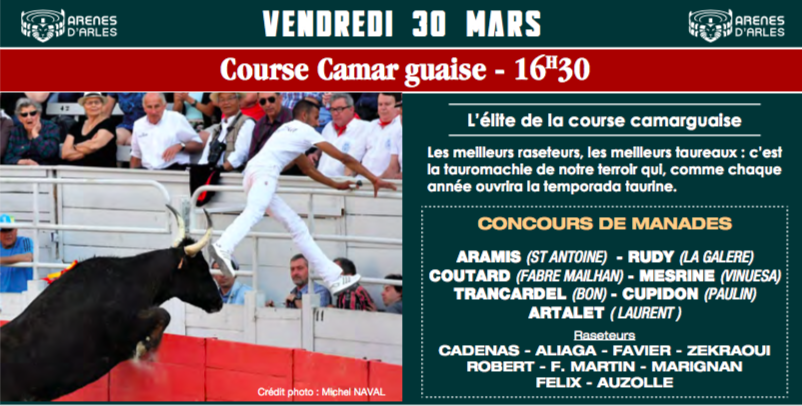 La Course Camarguaise d’ouverture de la Féria de Pâques Arles 2018