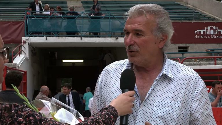 INTERVIEW Beaucaire (03/06/2018) – La réaction de Thierry Ferrand après la victoire du taureau SCIPION (Saumade) au Muguet d’or 2018